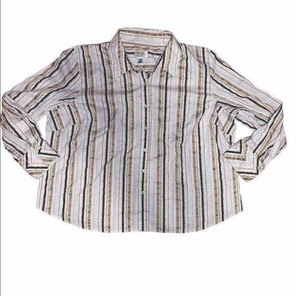Talbots Plus Size Striped Button Front Shirt - Picture 1 of 6